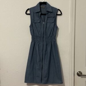 Elegant Blue Zip-Front Mini Dress